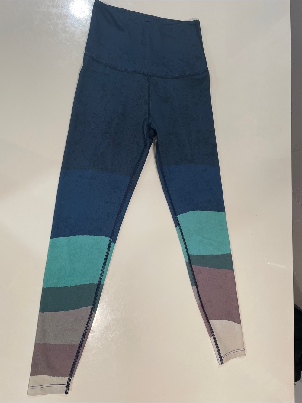 Beyond Yoga Navy Teal Colorblock High-Waist Leggings